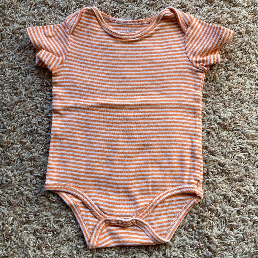 Primary Orange Striped Onesie Size 9mo